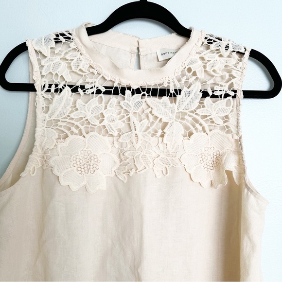 Penelope Rose Cream Linen Lace Dress - Picture 3 of 5